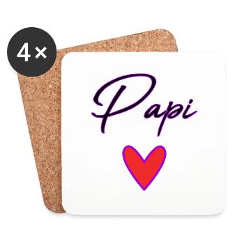 PAPY. PAPA. FÊTE DES PÈRES. BONNE FÊTE PAPA - Dessous de verre (lot de 4) - blanc - Devant