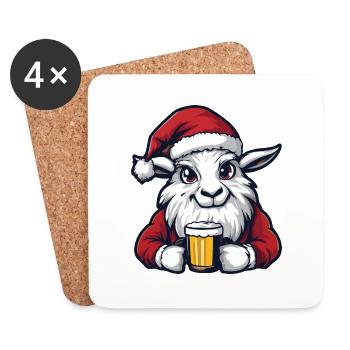 Chèvre de montagne Bière Noël Noël - Dessous de verre (lot de 4) - blanc - Devant