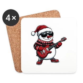 Snowman Christmas Guitar - Coasters (set of 4) - white - Front