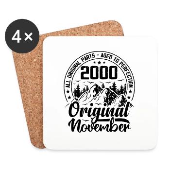 2000 November Original 24 Year Anniversary Gift - Coasters (set of 4) - white - Front