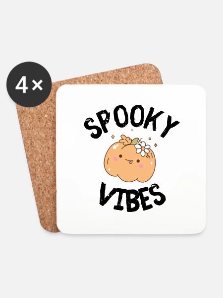 Halloween Spooky - Untersetzer (4er-Set) - Weiß
