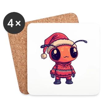 Bande dessinée de Noël Ant - Dessous de verre (lot de 4) - blanc - Devant