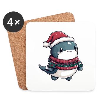 Whale Christmas Comic - Coasters (set of 4) - white - Front