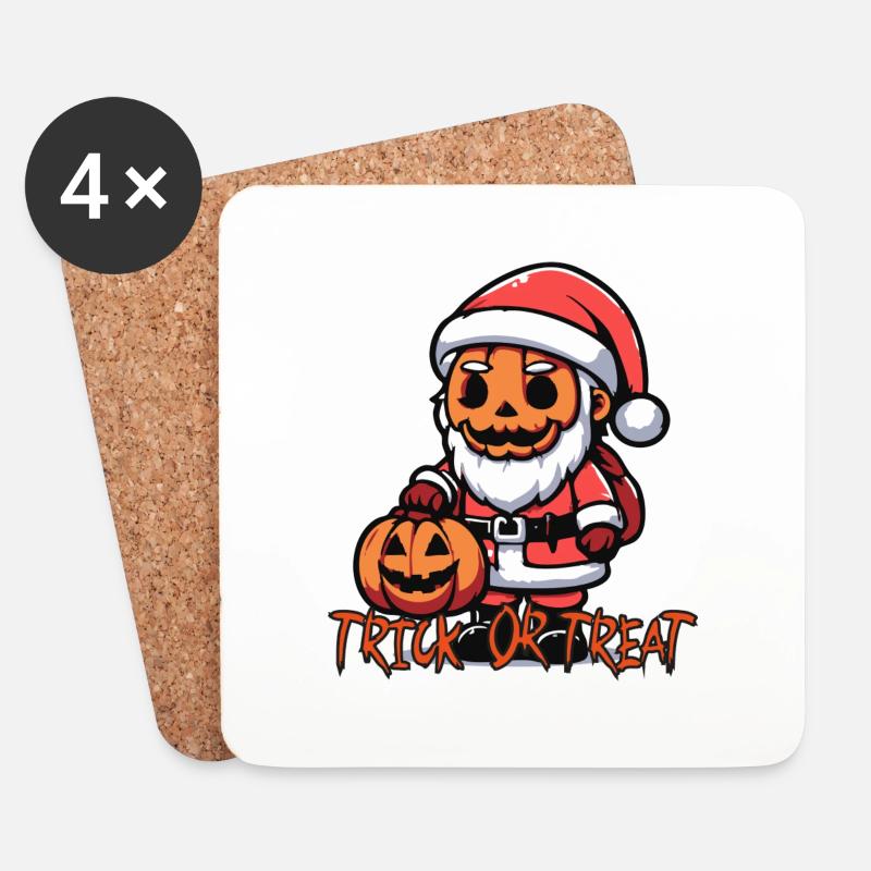WeihnachtsmannKürbis - Untersetzer (4er-Set) - Weiß