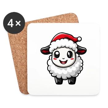 Mouton Noël Mignon - Dessous de verre (lot de 4) - blanc - Devant