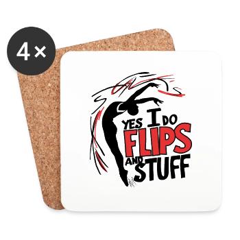 Ja, ich mache Flips und so! - Untersetzer (4er-Set) - Weiß - Vorne