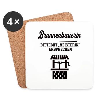 Brunnenbauerin Meister Prüfung Abschluß Brunnenbau - Untersetzer (4er-Set) - Weiß - Vorne