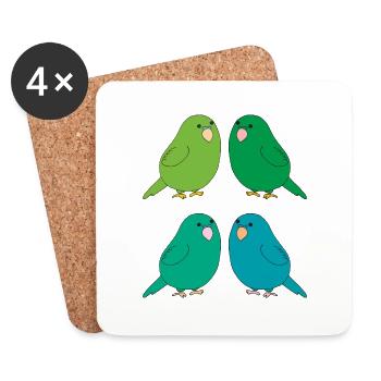 Budgie 4fold - Coasters (set of 4) - white - Front