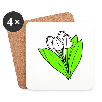 White Tulips Bouquet Spring Summer Flowers - Coasters (set of 4) - white - Front