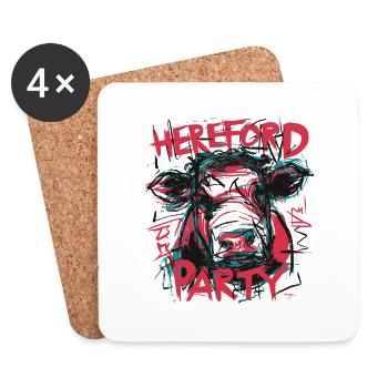 Hereford Kuh Party - Untersetzer (4er-Set) - Weiß - Vorne