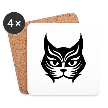 Katze Symbol - Untersetzer (4er-Set) - Weiß - Vorne