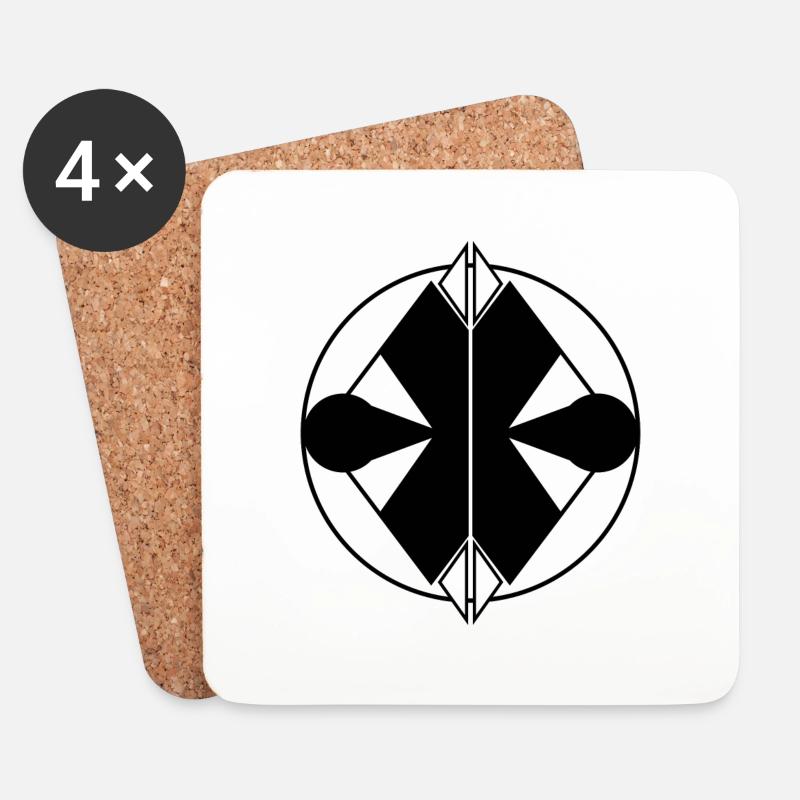Abstraktes schwarzes Logo – minimalistische Eleganz - Untersetzer (4er-Set) - Weiß