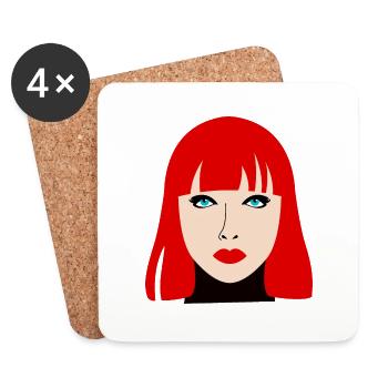 Redhead woman with blue eyes - Coasters (set of 4) - white - Front