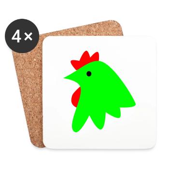 Coq - Dessous de verre (lot de 4) - blanc - Devant
