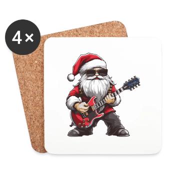 Santa Claus Guitar - Coasters (set of 4) - white - Front
