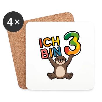Ich bin 3 Jahre dritter Geburtstag - Untersetzer (4er-Set) - Weiß - Vorne