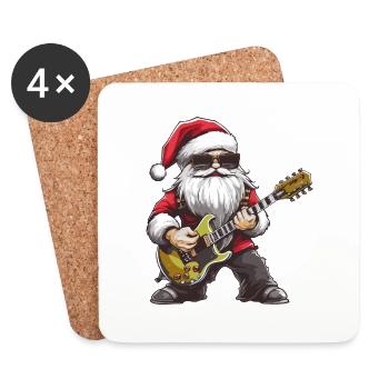 Santa Claus Guitar - Coasters (set of 4) - white - Front