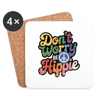 Hippie - Liebe und Frieden - Frieden und Liebe - Untersetzer (4er-Set) - Weiß - Vorne