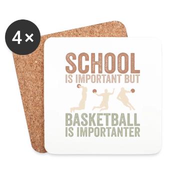 Schule ist wichtig, aber Basketball ist noch wichtiger - Untersetzer (4er-Set) - Weiß - Vorne