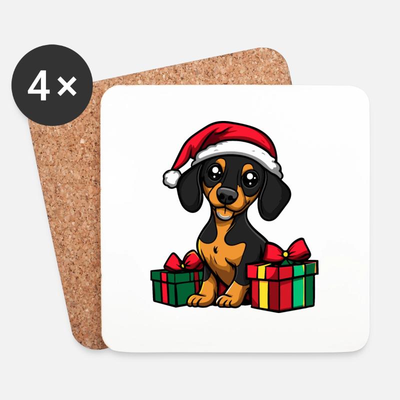 Dachshund Hund Weihnachten Geschenke Dackel - Untersetzer (4er-Set) - Weiß