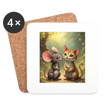 Didimaus69 / Catmouse 1 - Untersetzer (4er-Set) - Weiß - Vorne