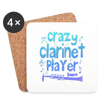 Crazy clarinet player - Dessous de verre (lot de 4) - blanc - Devant