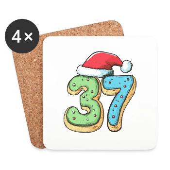 37 Number Christmas Cookie - Coasters (set of 4) - white - Front