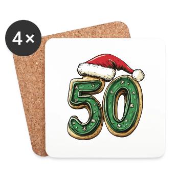 50 Number Christmas Biscuit - Coasters (set of 4) - white - Front