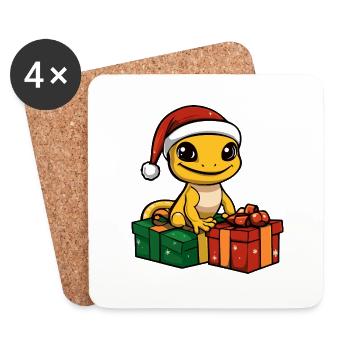 Echse Gecko Weihnachten Geschenke - Untersetzer (4er-Set) - Weiß - Vorne