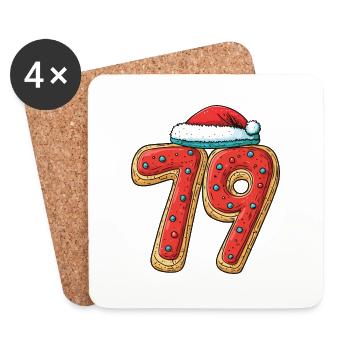 79 Number Christmas Cookie - Coasters (set of 4) - white - Front