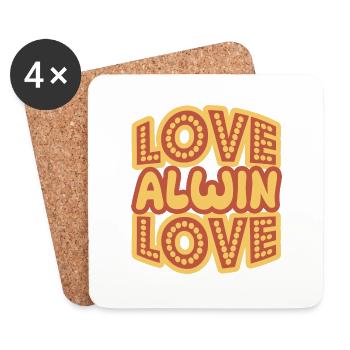 First name Alwin - Coasters (set of 4) - white - Front