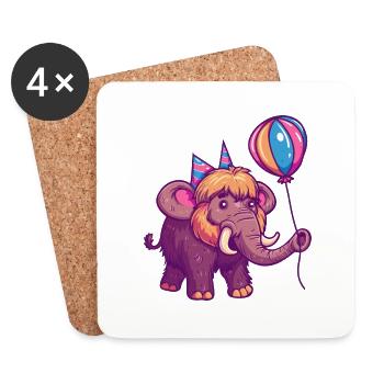 Bande dessinée d’anniversaire mammouth - Dessous de verre (lot de 4) - blanc - Devant