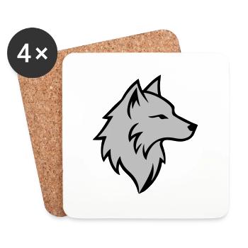Logo Loup Animal - Dessous de verre (lot de 4) - blanc - Devant
