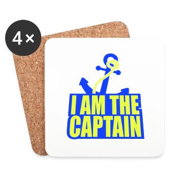 I Am the Captain Anker Crew Spruch Text Zitat Logo - Untersetzer (4er-Set) - Weiß - Vorne