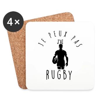 Je peux pas, j'ai rugby. - Dessous de verre (lot de 4) - blanc - Devant