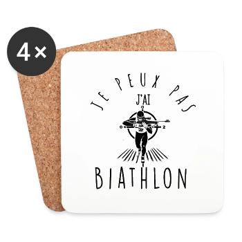 Ich kann nicht, ich habe Biathlon - Untersetzer (4er-Set) - Weiß - Vorne