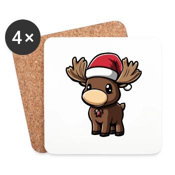 Moose Christmas - Coasters (set of 4) - white - Front