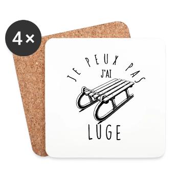 Je peux pas, j'ai Luge - Dessous de verre (lot de 4) - blanc - Devant
