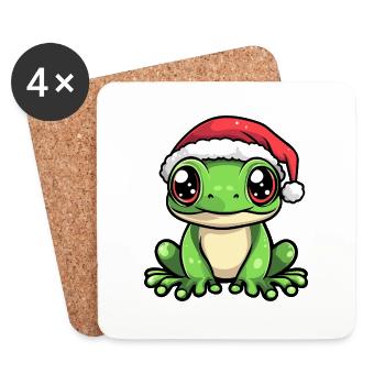 Grenouille Noël - Dessous de verre (lot de 4) - blanc - Devant