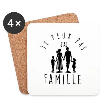 Je peux pas, j'ai famille. - Dessous de verre (lot de 4) - blanc - Devant