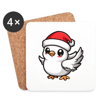 Dove Bird Christmas - Coasters (set of 4) - white - Front