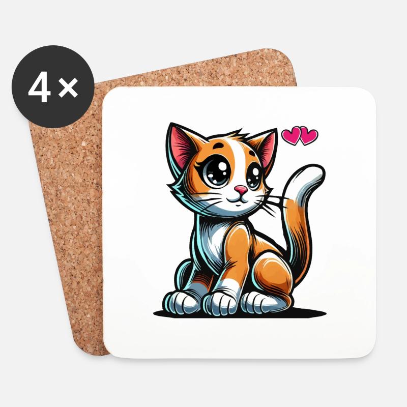 katze love - Untersetzer (4er-Set) - Weiß