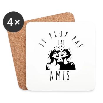 I can't, I have friends. - Coasters (set of 4) - white - Front