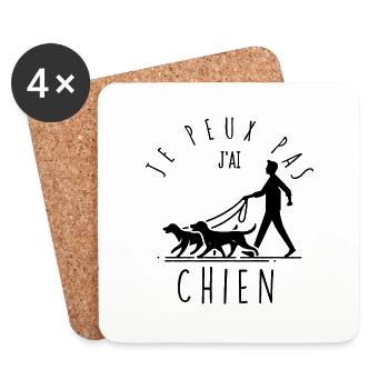 Ich kann nicht, ich habe einen Hund - Untersetzer (4er-Set) - Weiß - Vorne
