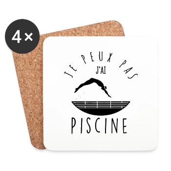 Je peux pas, j'ai piscine. - Dessous de verre (lot de 4) - blanc - Devant