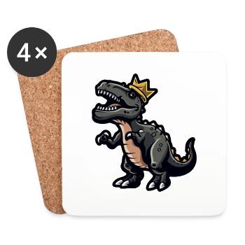 Dinosaure T-Rex Cartoon Couronne - Dessous de verre (lot de 4) - blanc - Devant