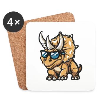 dinosaur triceratops animal - Coasters (set of 4) - white - Front
