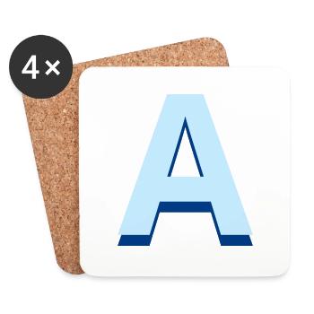 Letter A Blue Pop and Modern - Coasters (set of 4) - white - Front