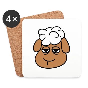 Sheep Tired Bored Blank Look Head Face - Coasters (set of 4) - white - Front