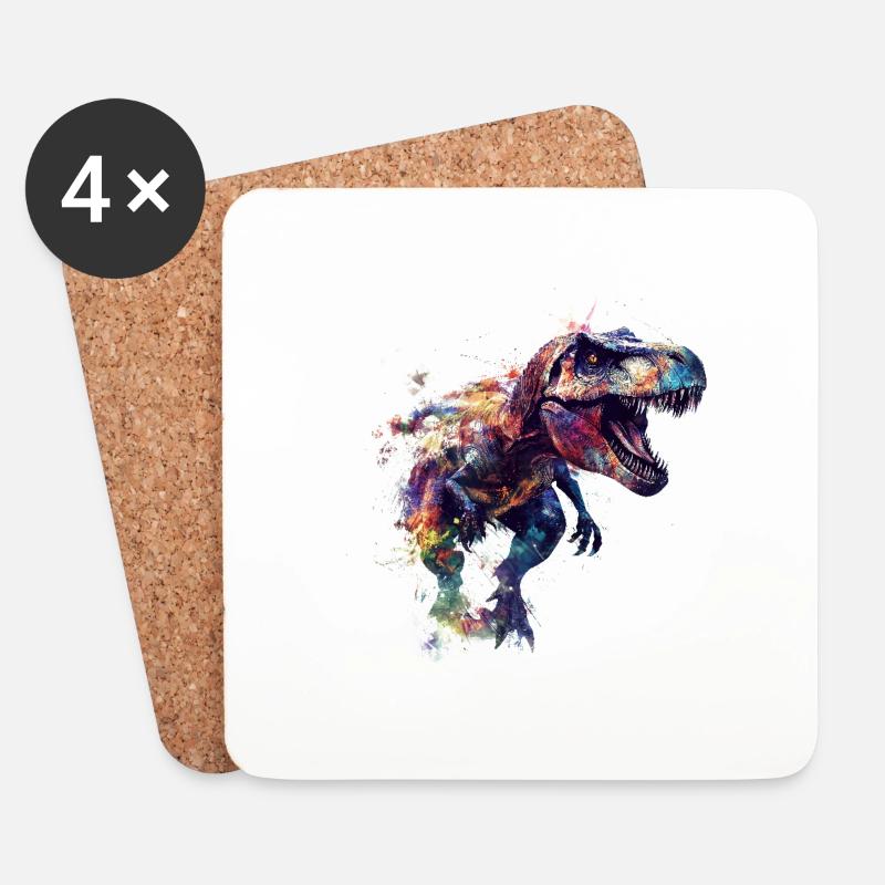 T Rex Klecks - Untersetzer (4er-Set) - Weiß